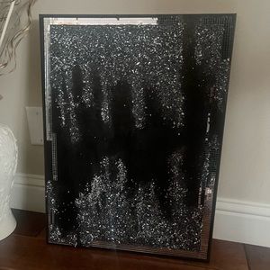 Canvas Art black acrylic paint / Crush Glass/ Glitter 18X24